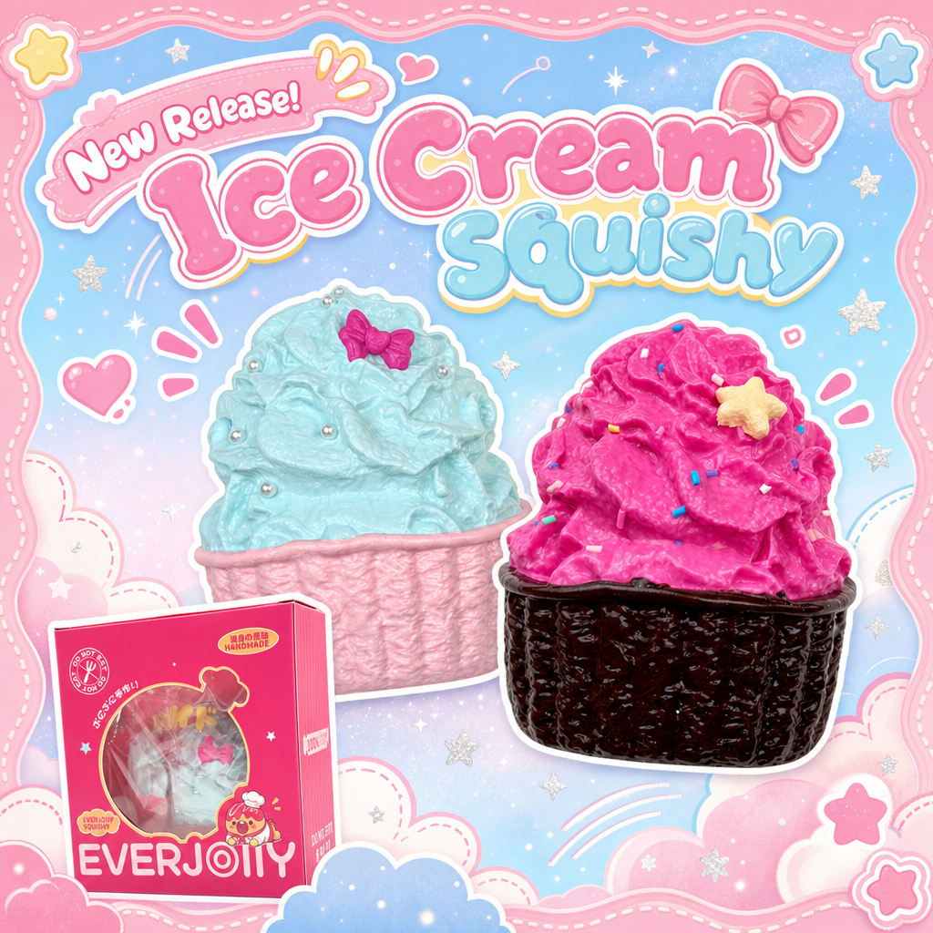EVERJOLLY Twin Scoop Ice Cream Squishy Set – 2-Piece Set