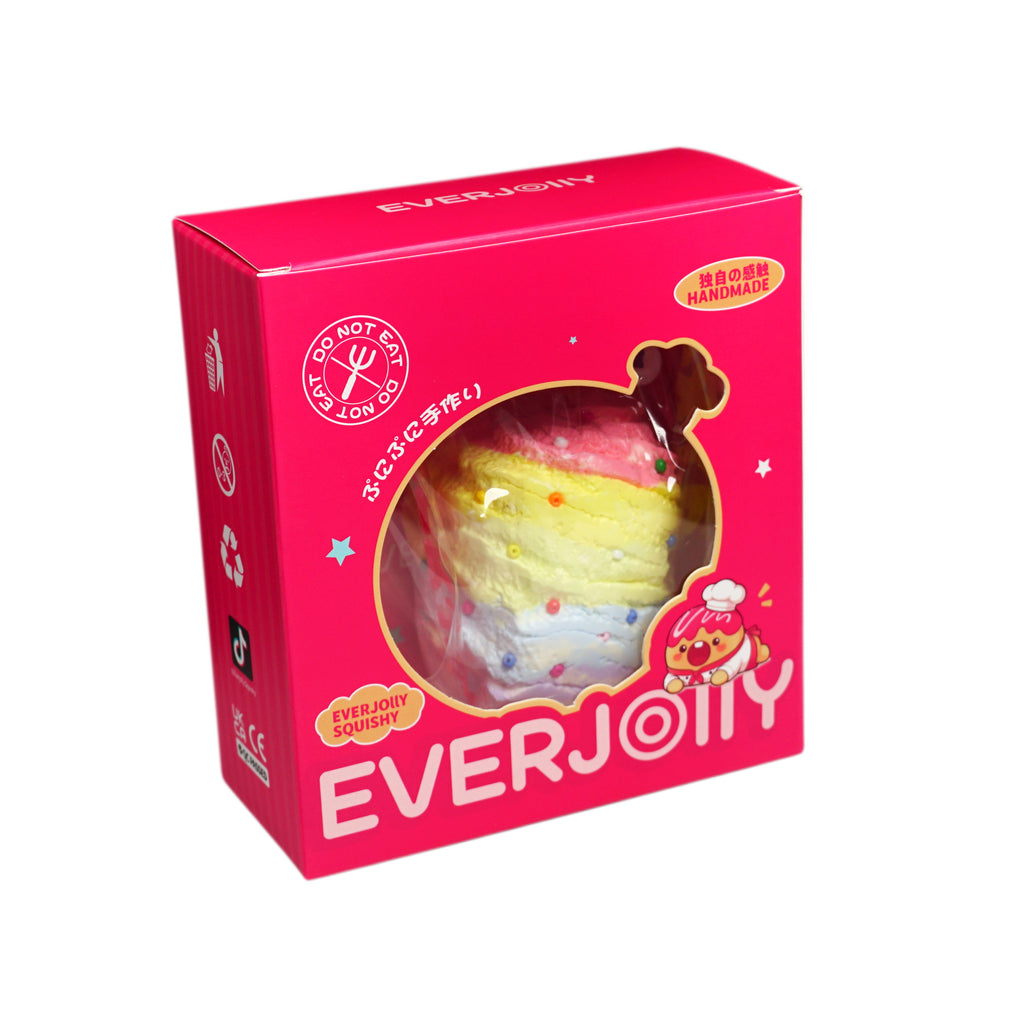 EVERJOLLY Rainbow Cream Roll Squishy – Super Soft Slow-Rising Stress Relief Toy